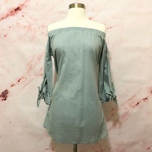 Off-The-Shoulder Blue Dress